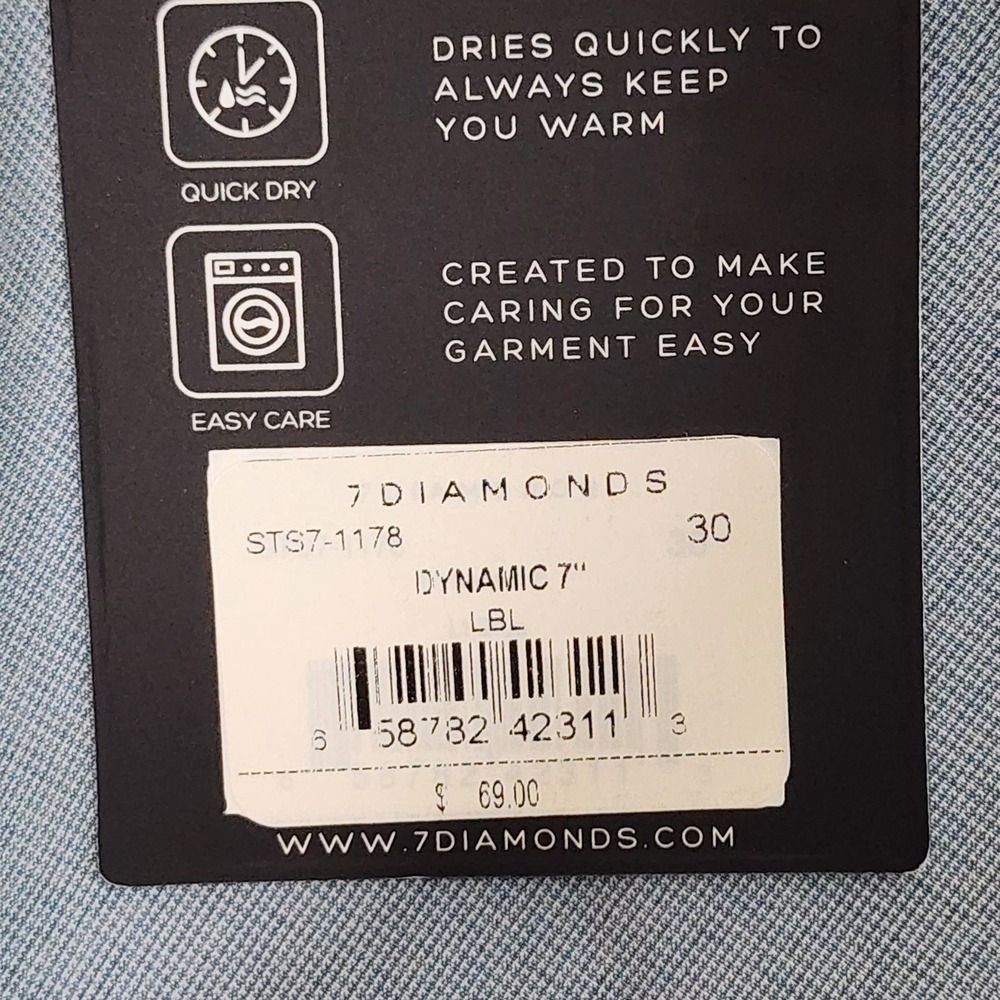 7 Diamonds Dynamic Performance Shorts Mens 30 Blue Stretch Golf Tech Chino NEW - Picture 10 of 10